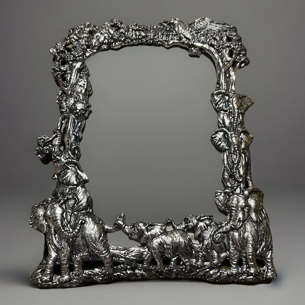 Vintage 1995 Arthur Court SilverTone Pewter Safari‎ Animal Picture Frame  3x5